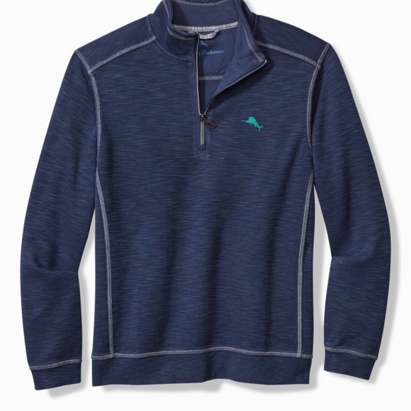 Men's Blue Quarter-Zip Pullover - Picture 1 of 3